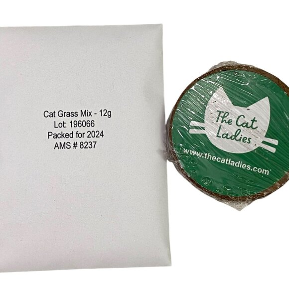 The Cat Ladies Organic Pet Grass Kit White Kitty Face Planter Garden Plants - Picture 3 of 15